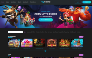 HeyCasino Front Page - Revolut Casino utan Svensk Licens